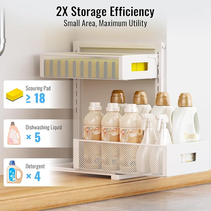 Under Sink Organizer, Bathroom Organizers and Storage, 2PCS