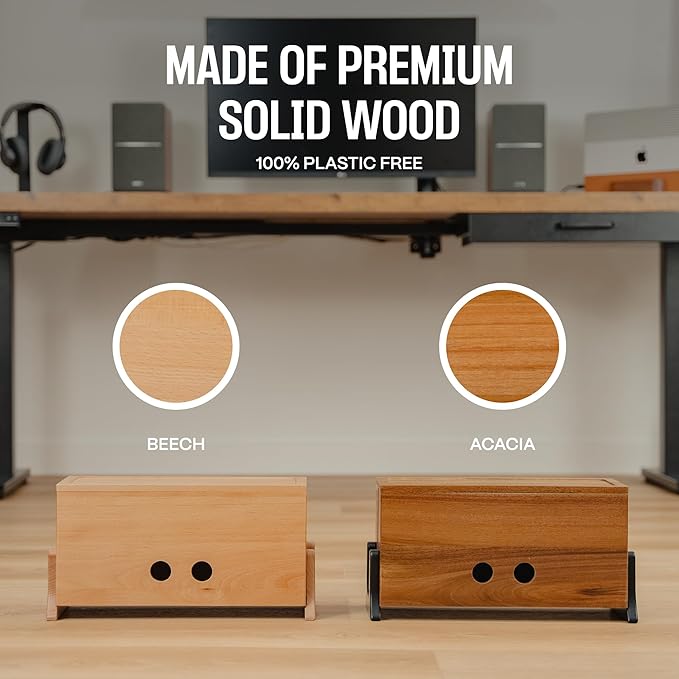 Extra Large Cable Management Box, Wood Cord Hider Box & Organizer for Power Strip, TV Wires & Desk Cable Storage