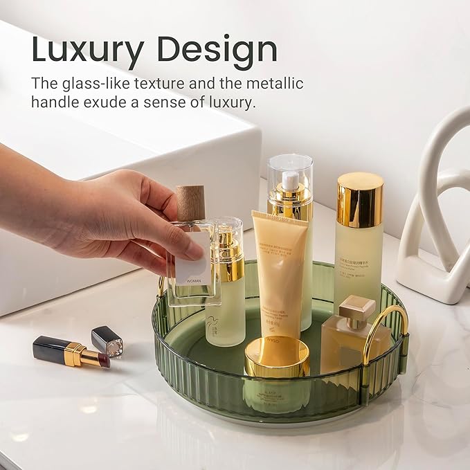 Rotating Makeup Organizer for Vanity, Green