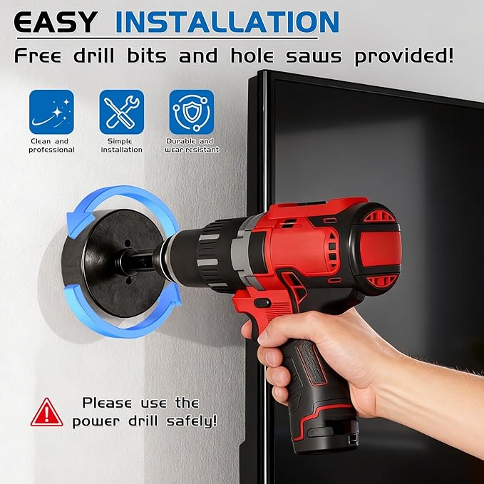 in wall Cable Management kit W/Hole Saw & Drill Template Power & Low Voltage Wire Cable Management Box Safe Fire-Resistanttv Cable Hider wall kit for Wall Mounted TV Home Theater