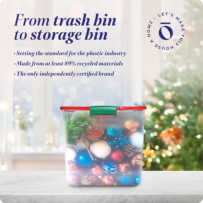 4-Pack Holiday Tote, Plastic Storage Organizer Bins with Lids, 31 Quart