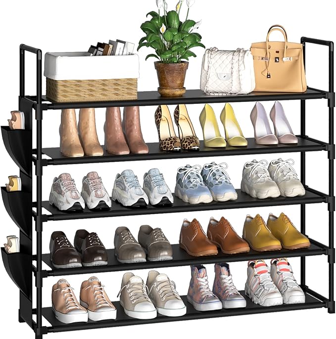 5 Tier Shoe Organizer Rack for Closet, Entryway, Garage, Door, Space Saving
