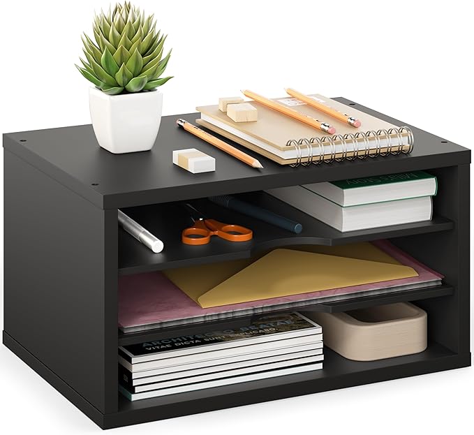 File Organizer, 3-Tier Document Paper Sorter, Black