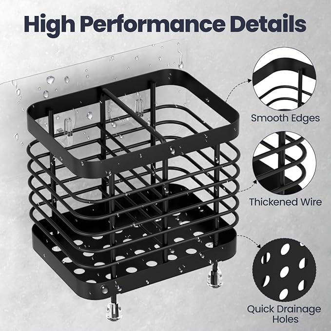 Luxspire Toothbrush Holders for Bathroom, Stainless Steel Electric Toothbrush Holder Wall Mounted, Shower Toothbrush Toothpaste Holder, Bathroom Organizer Essentials, 2 Slots, Black