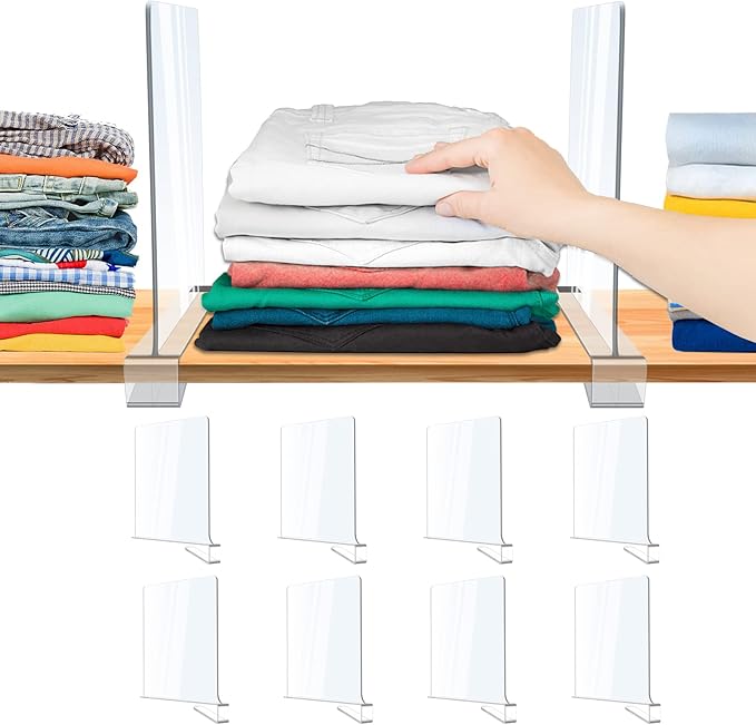 Acrylic Shelf Dividers for Closet Organization, 8PCS