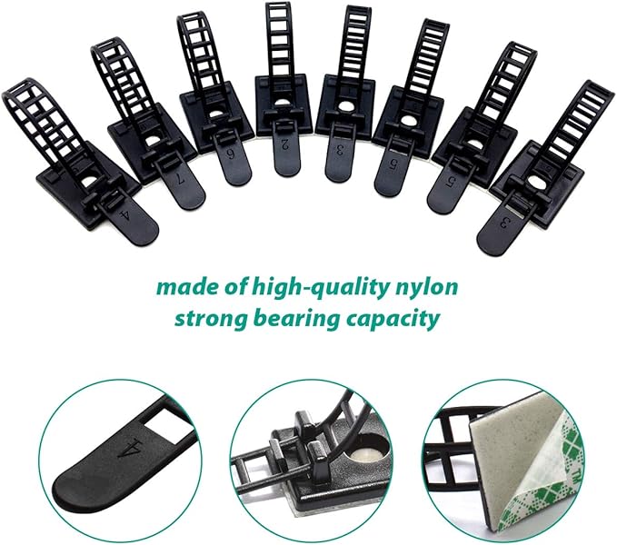 50 Pieces Cable Management Desk Wire Organizer Cable Ties Zip Ties Adhesive Cord