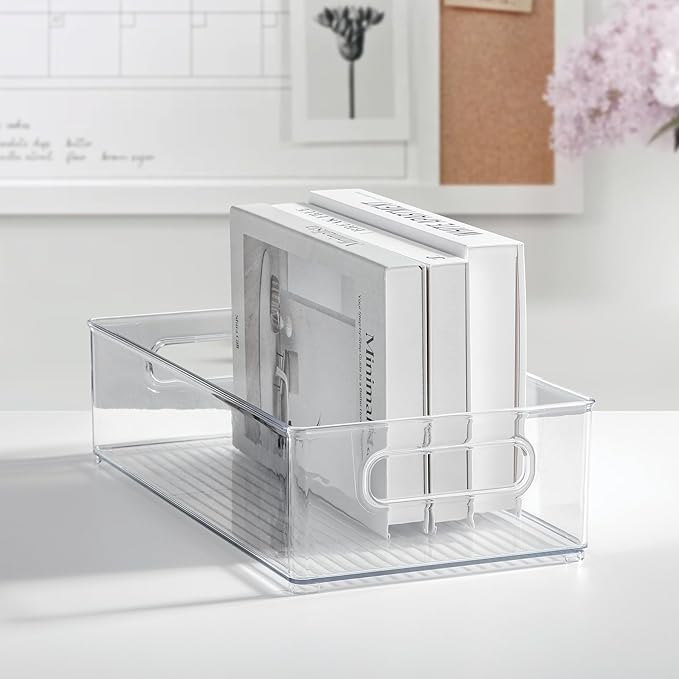 Stackable Fridge Bin, Storage Bin for Freezer or Pantry, Set of 2, Clear