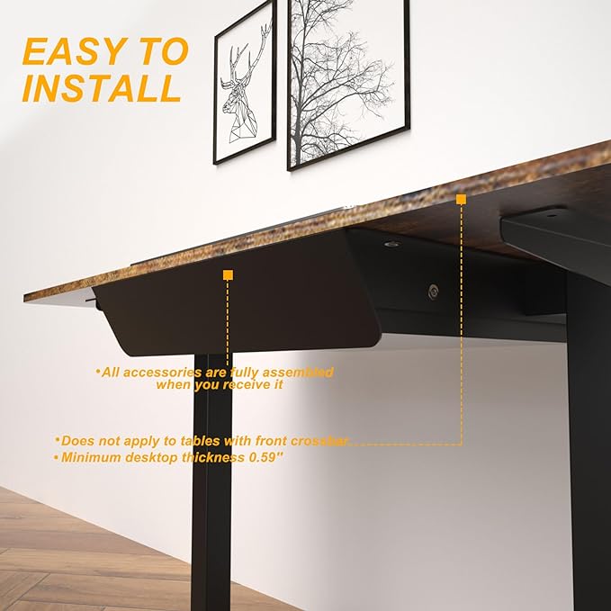 Under Desk Mounted Sliding Drawer with 60 Degree Tilt Panel to Pull Out, 15'' Long & 9'' deep Large Storage Organizer for Sit Stand Workstation