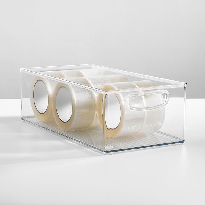 iDesign Stackable Storage Bin - Organizer Bin for Kitchen and Pantry, Set of 4, Clear, Made in USA