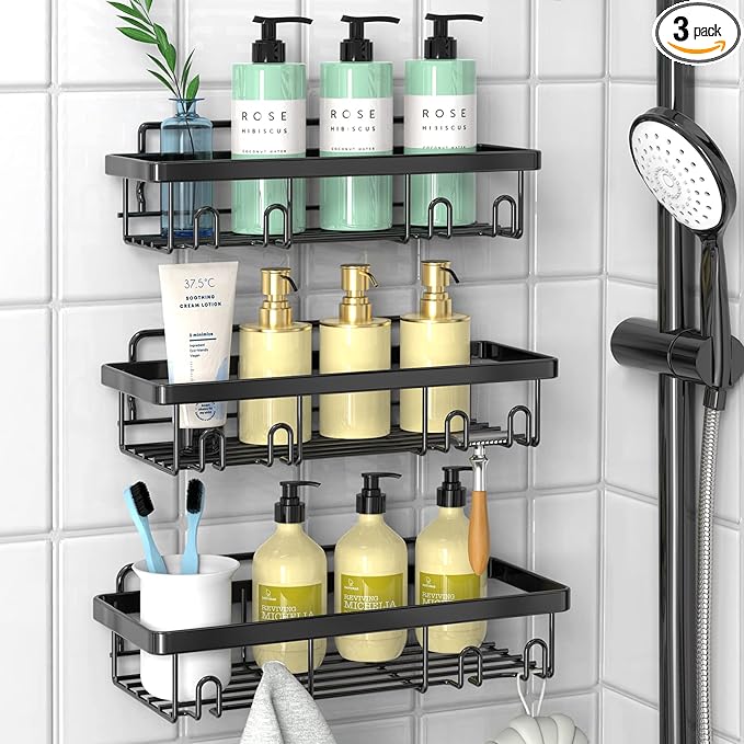 Shower Caddy, 3 Pack Organizer, Adhesive No Drilling Traceless Shelves