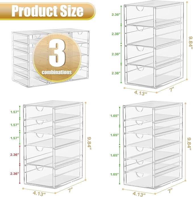 Acrylic 3 Pack Desk Organizers and Accessories