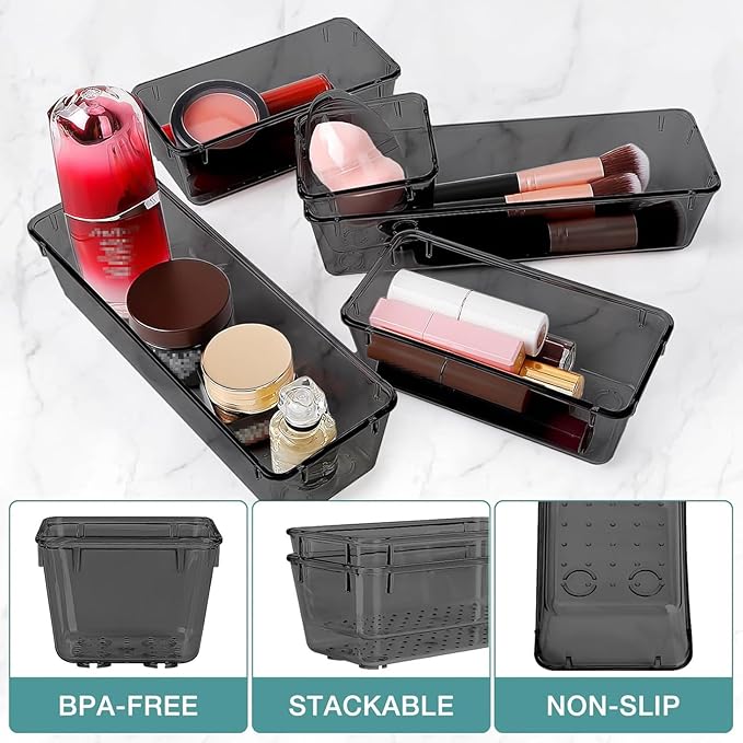 25 PCS Drawer Organizer Set, Utensils and Gadgets，Black