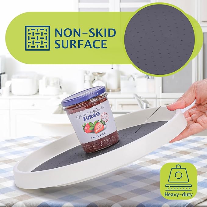 Set of 6, 12 Inch Non-Skid Lazy Susan Turntable, Lazy Susan Organizer for Cabinet, Pantry Organization, Kitchen Storage, Bathroom Sink Cabinet, Refrigerator, Countertop, Spice Rack (6 Pack 12 in)