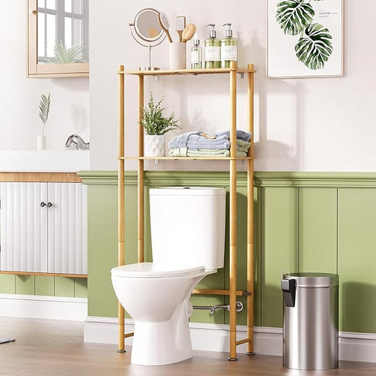 Bamboo Over The Toilet Storage Shelf, 2-Tier Over Toilet Organizer Rack