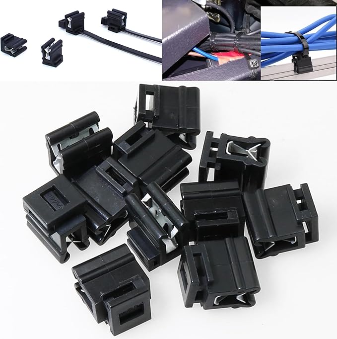 Heyous 20PCS 16x14x10mm Cable Tie Brackets Plastic Edge Mount Clip Fastener Organizer for Cord Organization