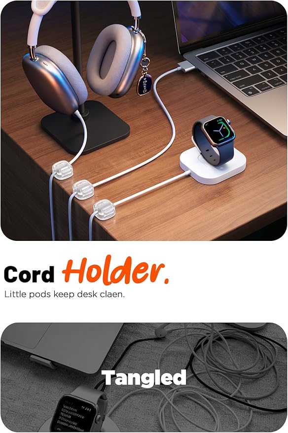 Cable Clips,12Pack Cord Holder Cord Organizer [1s Lock & Strongest Adhesive] Spring Cord Clips Phone Charger Wire Desk Cable Management Nightstand Home Office School Decor Women Desk,Transparent Clear