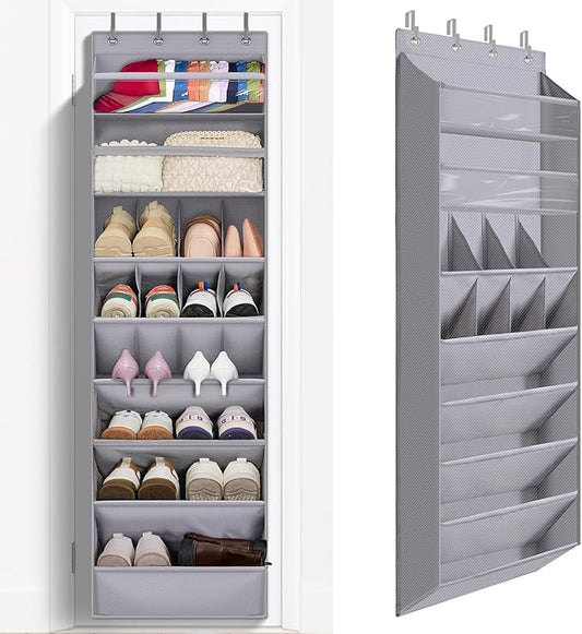 1 Pack Over The Door Shoe Organizer, Grey
