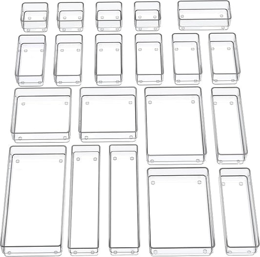 20-Piece Drawer Organizer with Non-Slip Silicone Pads