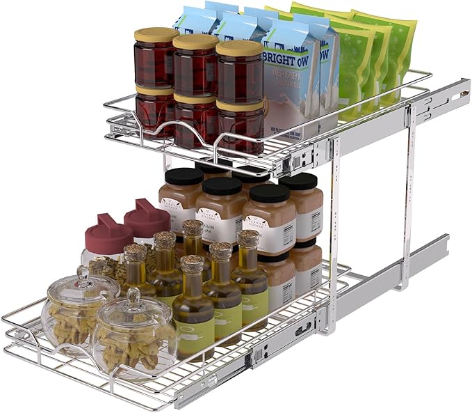 2 Tier Pull Out Cabinet Organizer (12.5" W x 21" D)