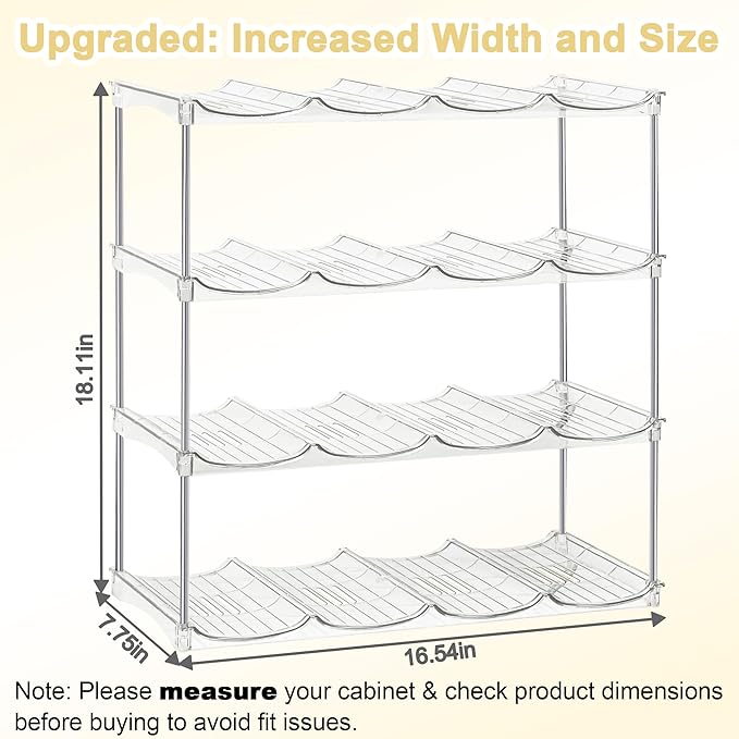 Spaclear Water Bottle Organizer - Stackable Water Bottle Holder for Cabinet, Large Compartment Tumbler Organizer Wine Racks, Kitchen Organization and Storage for Stanley Cup Holder, 4 Tier Hold 16