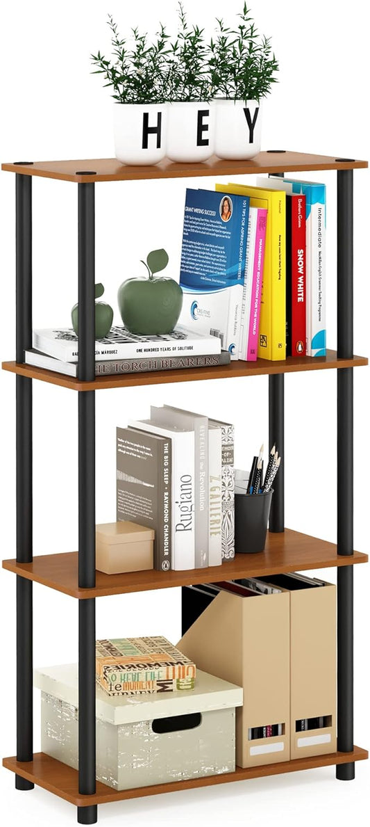Furinno (99557LC/BK) Turn-N-Tube 4-Tier Multipurpose Shelf Display Rack
