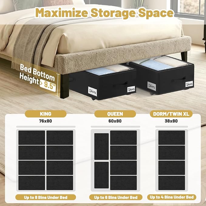 Under Bed Storage with Wheels, 28.3 X 16.5 X 9.5 in
