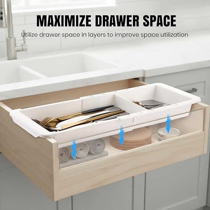 Enhon Expandable Sliding Drawer Organizer for Kitchen Drawers