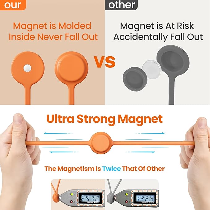 Tounee Reusable Silicone Magnetic Cable Ties - 2 Sizes Combo (4pcs 2.56'' + 20pcs 7.16'') - Multi-Purpose for Cable Bundling, Organizing, Bookmarks & Fridge Magnets - Assorted Colors, Pack of 24