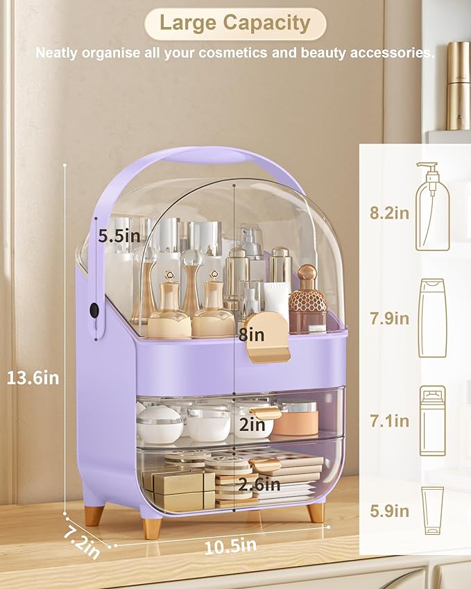 Anylady Makeup Organizer Countertop, Skincare Holder Bathroom Counter Organizer, Storage Box Cosmetic Display Cases, Teen Girl Gifts Make up Organizers for Vanity, Dresser