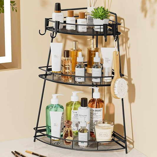 3 Tier Corner Bathroom Counter Organizer, Black