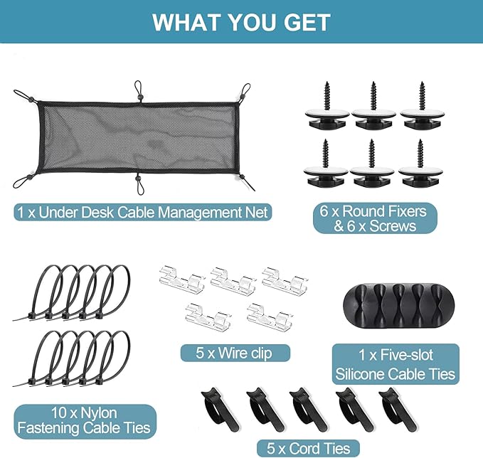 Cable Management Mesh Under Desk Kit, Privacy Net