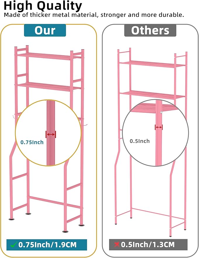 Livilord 3-Tier Over The Toilet Storage, Pink