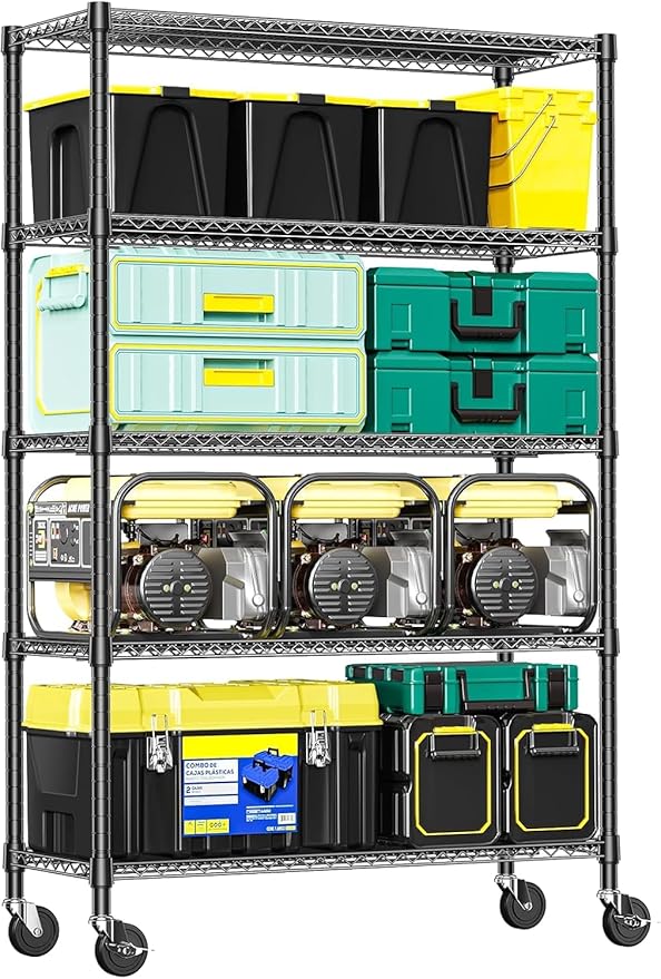 Heavy Duty Garage Shelving, 5 Tier Wide Metal Storage Shelf Rack