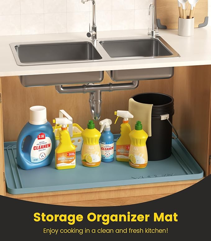 Under Sink Mats for Kitchen Waterproof, Teal