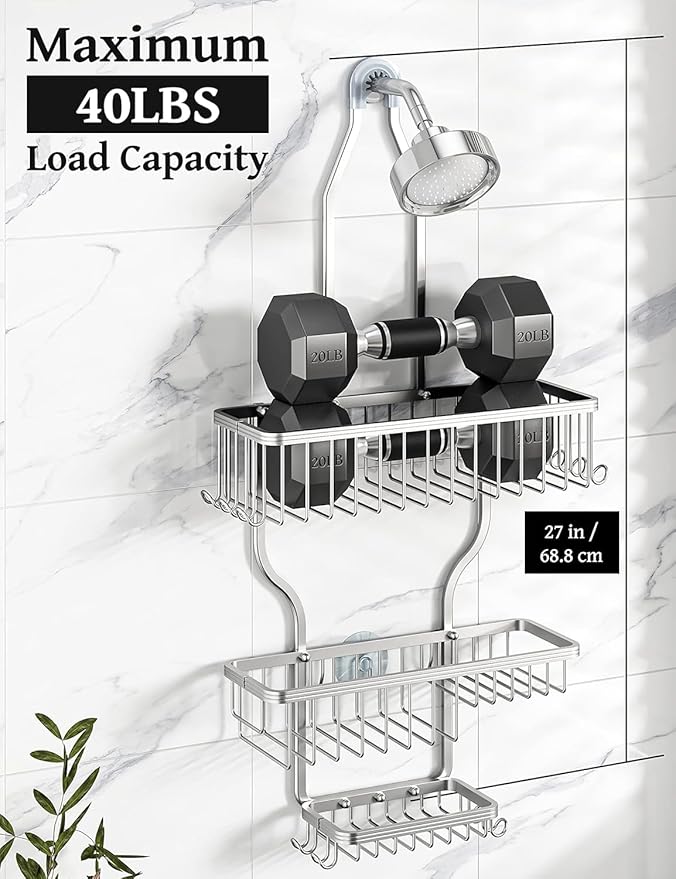 Never-Rust Aluminum Hanging Shower Caddy, Silver