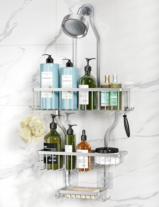 Never-Rust Aluminum Hanging Shower Caddy, Silver