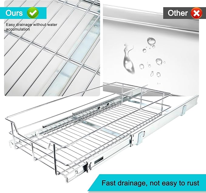Pull Out Cabinet Organizer 11" W X 17" D