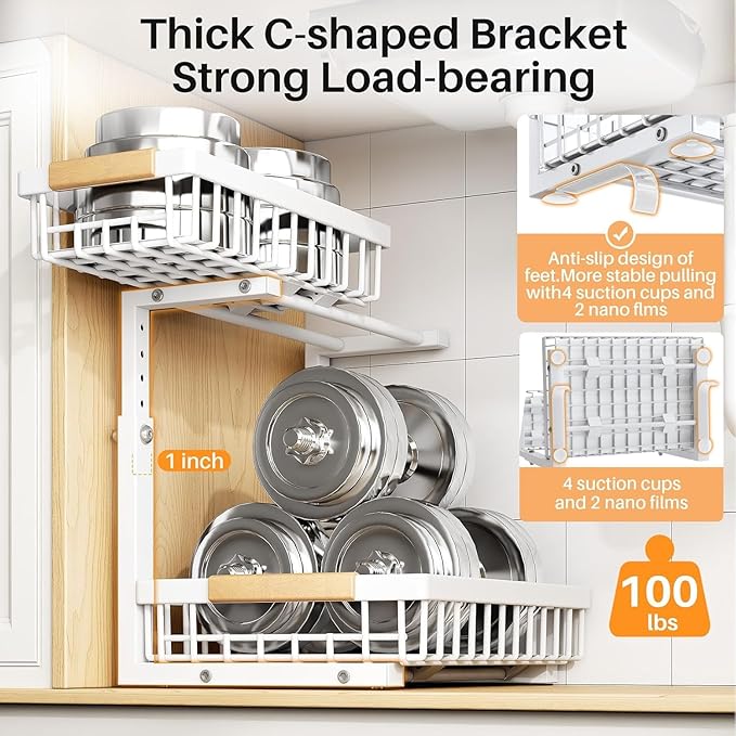 Under Sink Organizer, Adjustable Height, Small-1-Pack