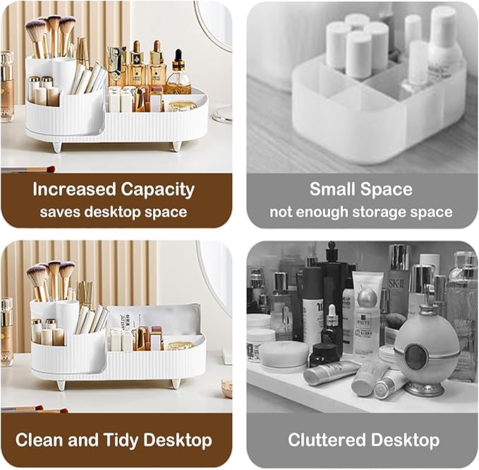 Rotating Vanity Organizer with Brush Holder