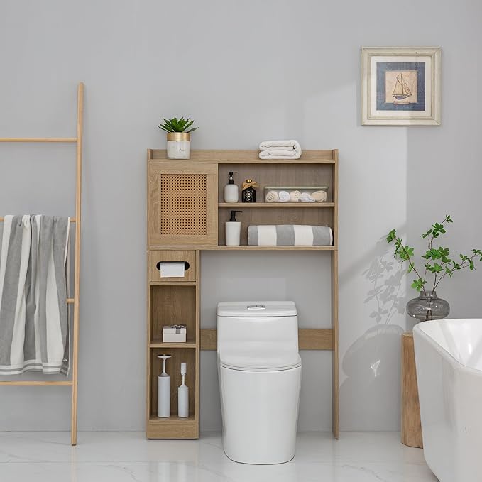 6Tier Over The Toilet Storage Cabinet, Burlywood