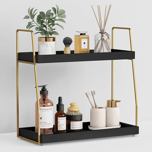 Black and Gold Bathroom Organizer Countertop