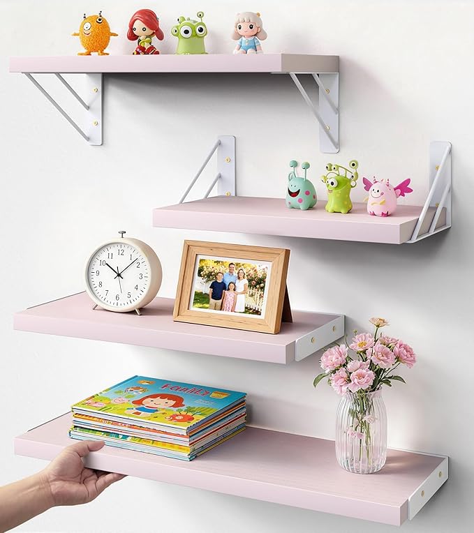 Wall Shelves for Bedroom Decor, 16in，Set of 4