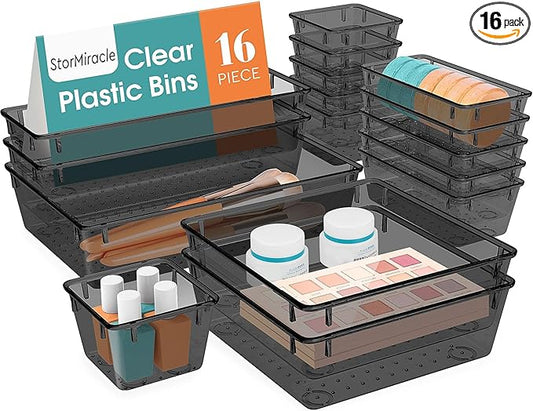 16 PCS Drawer Organizer Set, Black
