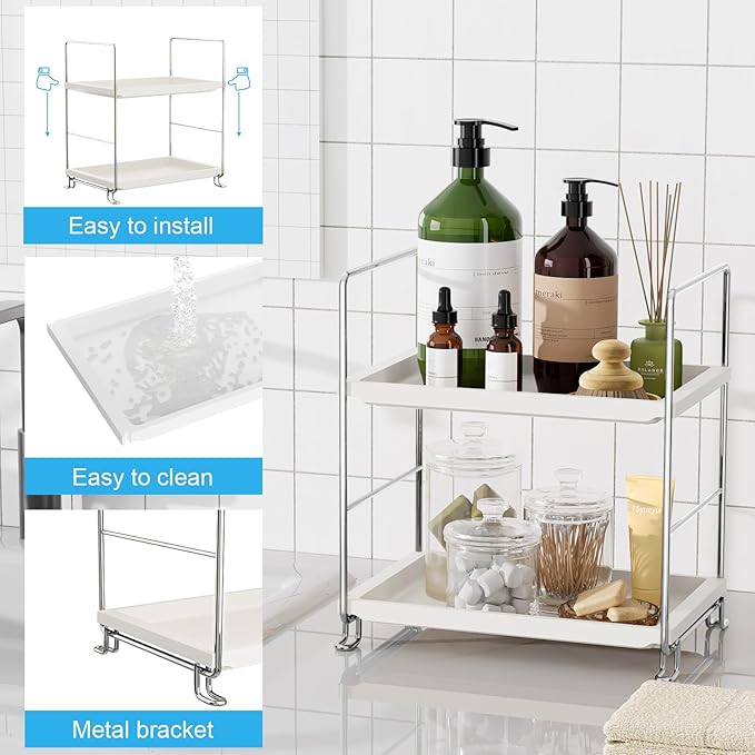 2-Tier Bathroom Countertop Organizer, Sliver