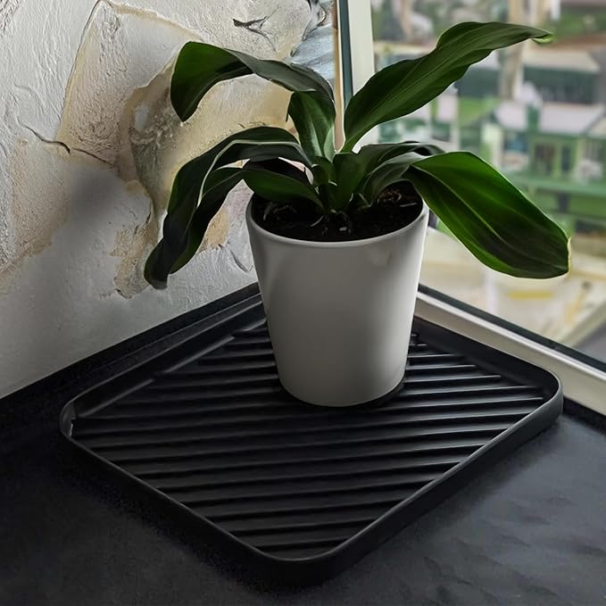 Silicone Organizer Tray for Kitchen Sink and Bathroom, Dishwasher Tray, Black