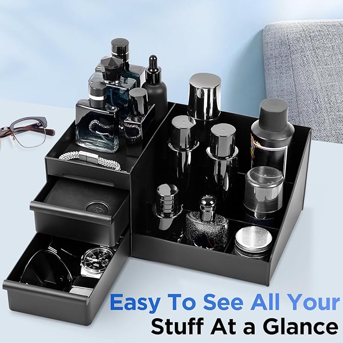 EXIN DECHEN Cologne Organizer for Men,Cologne Stand,Organizador de Perfumes,Dresser Organizer Countertop,Mens Bedroom Essentials,Room Decor for Mens,Gifts for Men,Fathers Day Gift for Dad