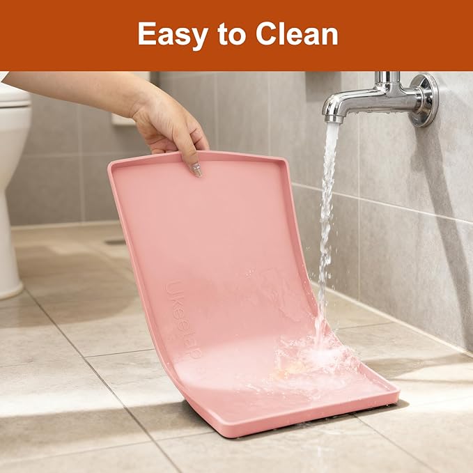 Extra Thick Silicone Mat Waterproof with Raised Edge 19” x 12”, Pink