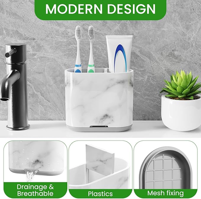 Toothbrush Holders, 2 Slots Tooth Brush Holder for Bathrooms