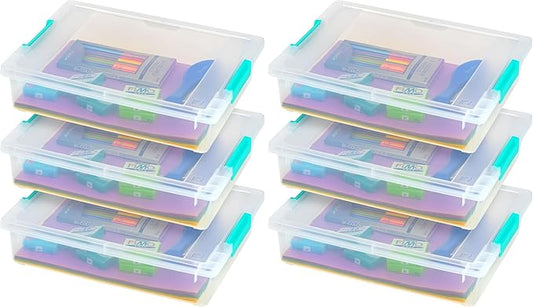 USA 6 Qt. Craft Storage Bins with Lids, 6-Pack, Made in USA, Clip Box