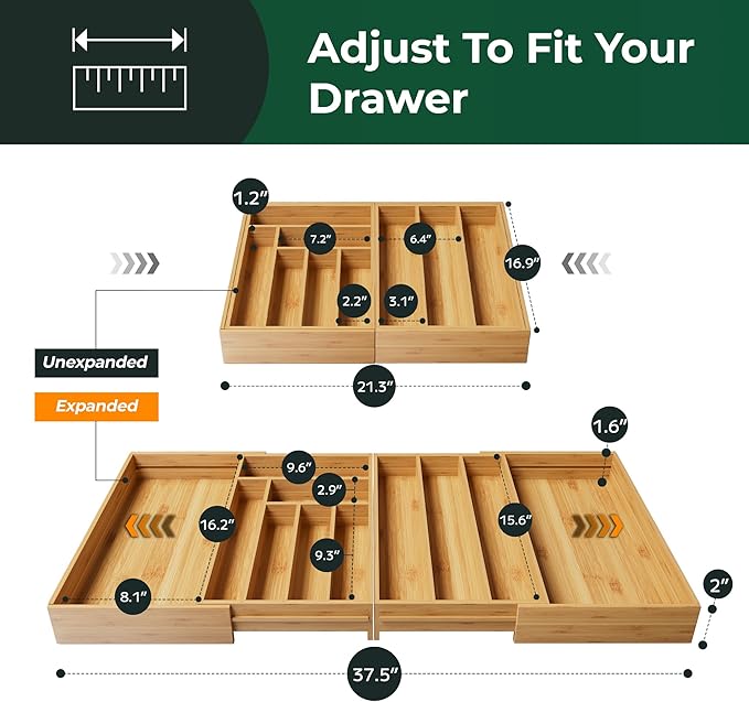 Large Silverware Organizer, Utensil Tray for Kitchen